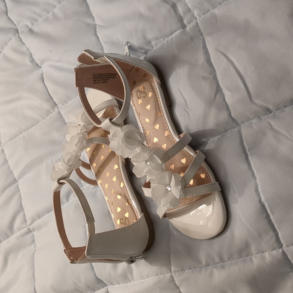 Little girls white sandals